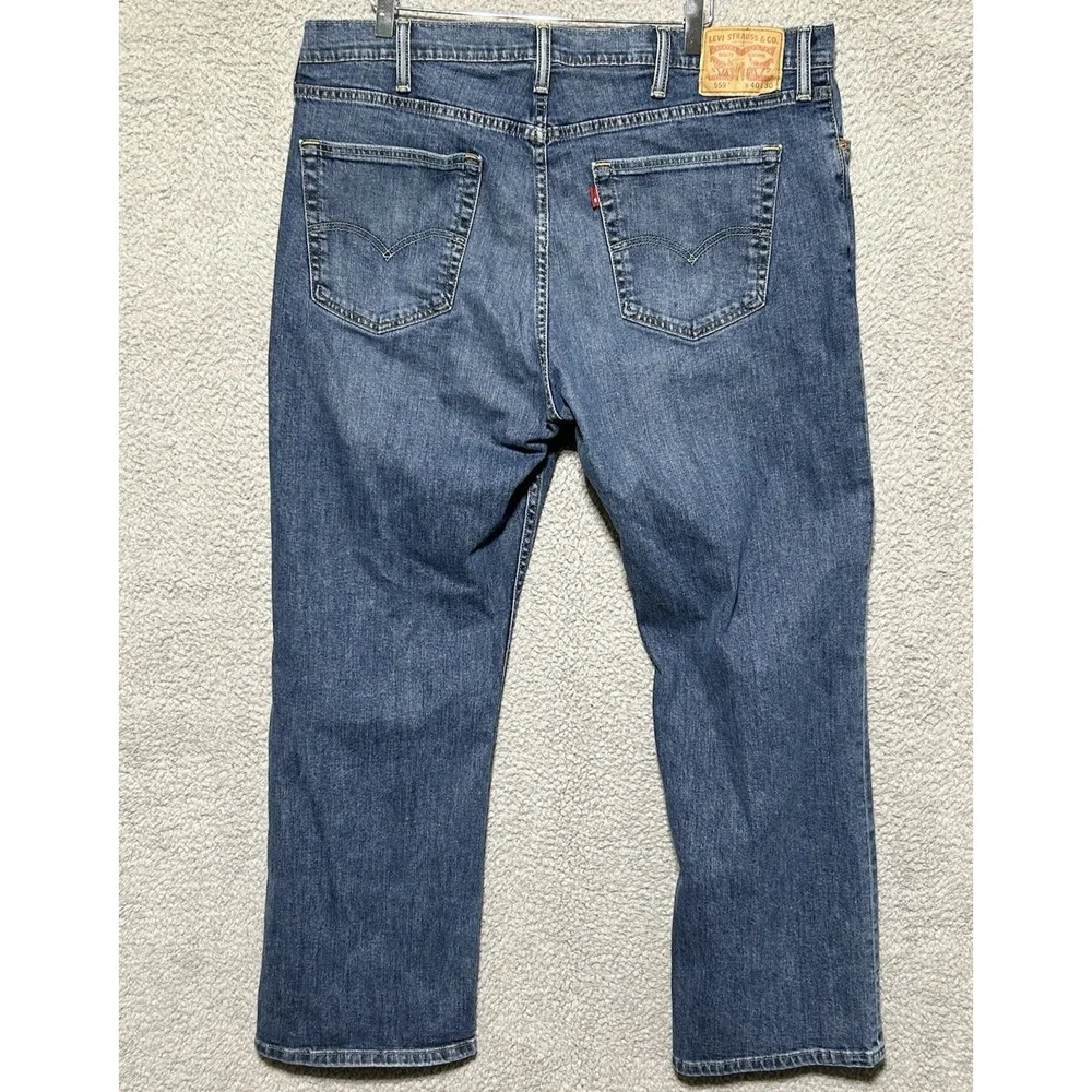 Levis 559 Relaxed Straight Leg Jeans Men 40x30 Blue Denim Cotton Dad‎ Jeans (2)
